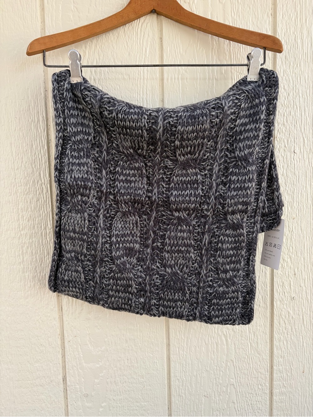 Unisex Large warm knitted long winter scarf Gray - Picture 12 of 15